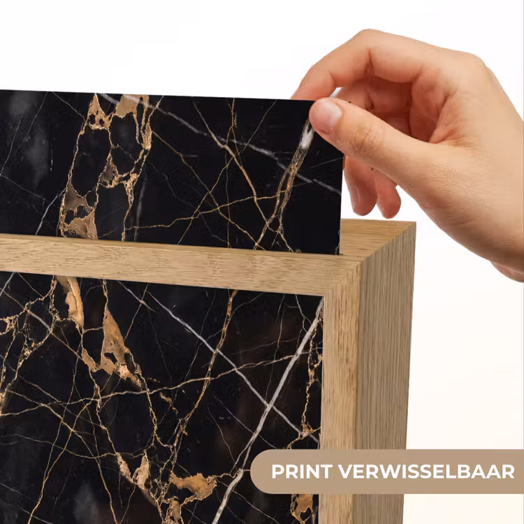 Marmer - Goud - Abstract - Zwart Light Box met kabel (Wandlamp) klein -USP_websiteprintNL