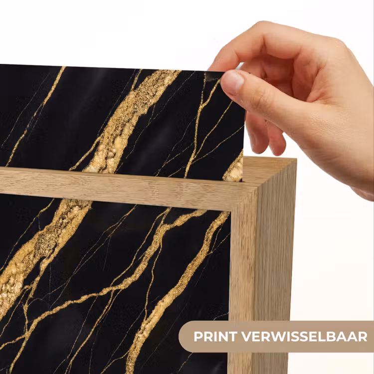 Marmer - Goud - Textuur - Abstract - Zwart Light Box met kabel (Wandlamp) klein -USP_websiteprintNL