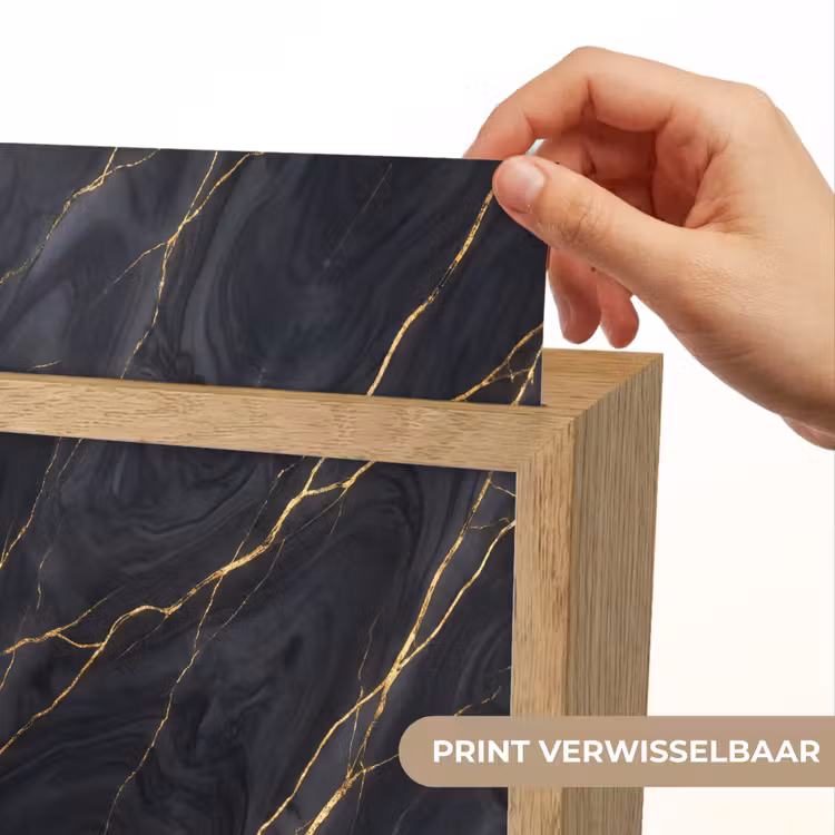 Marmer - Goudaders - Abstract - Modern - Zwart Light Box met kabel (Wandlamp) klein -USP_websiteprintNL