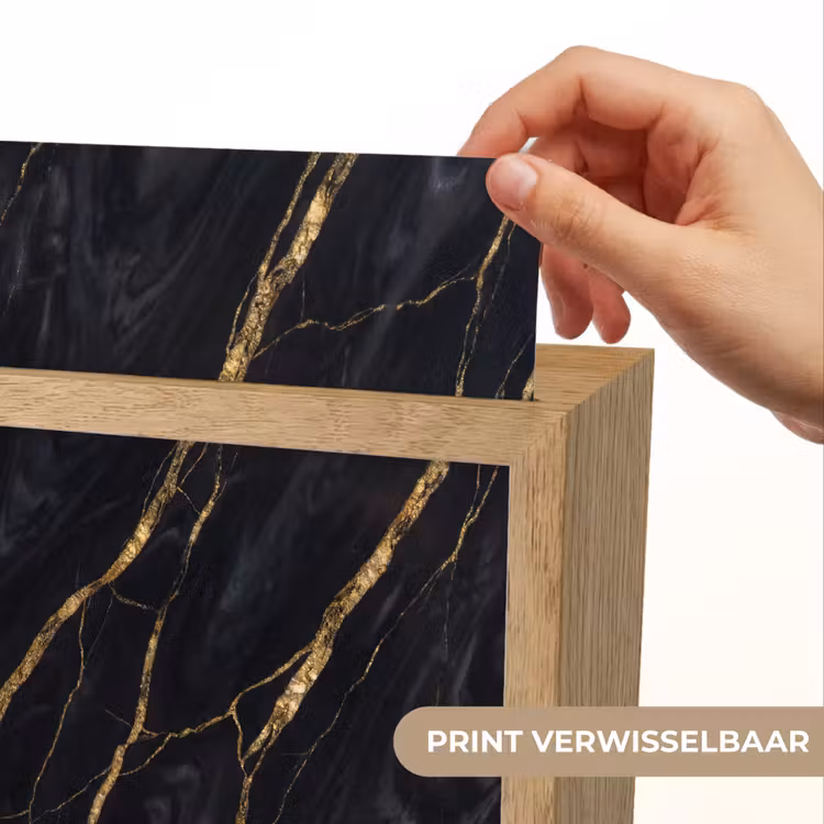 Marmer - Gouden aders - Abstract - Zwart Light Box met kabel (Wandlamp) klein -USP_websiteprintNL