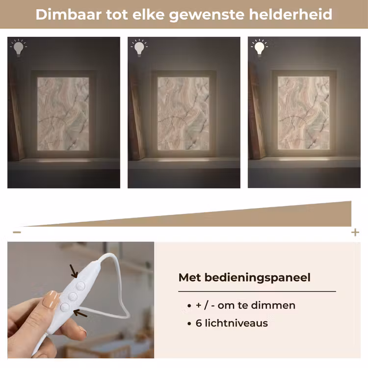 Marmer - Patroon - Abstract - Beige - Groen Light Box met kabel (Wandlamp) klein -USP_dimbaarNL