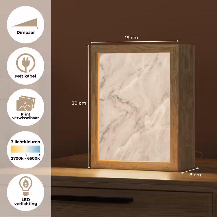 Marmer - Patroon - Abstract - Modern - Beige Light Box met kabel (Wandlamp) klein -USP_websiteoverzichtNL