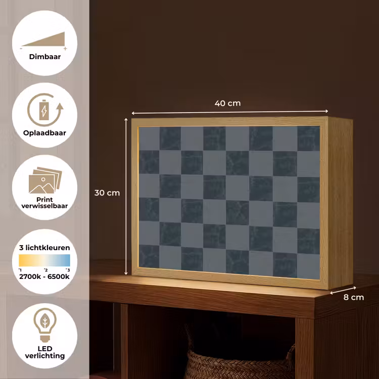 Marmer - Patroon - Antraciet Light Box met batterij (Wandlamp) middel 907 -USP_websiteoverzichtNL