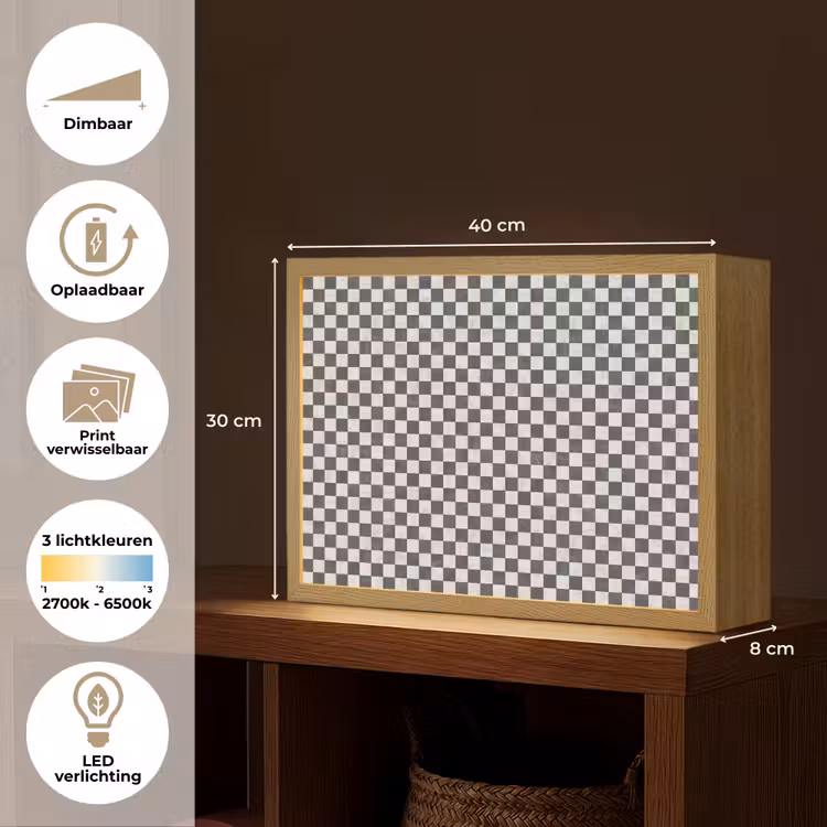 Marmer - Patroon - Grijs Light Box met batterij (Wandlamp) middel 907 -USP_websiteoverzichtNL