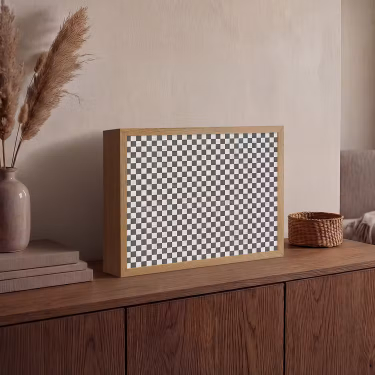 Marmer - Patroon - Grijs Light Box met batterij (Wandlamp) middel 907 -sfeer2