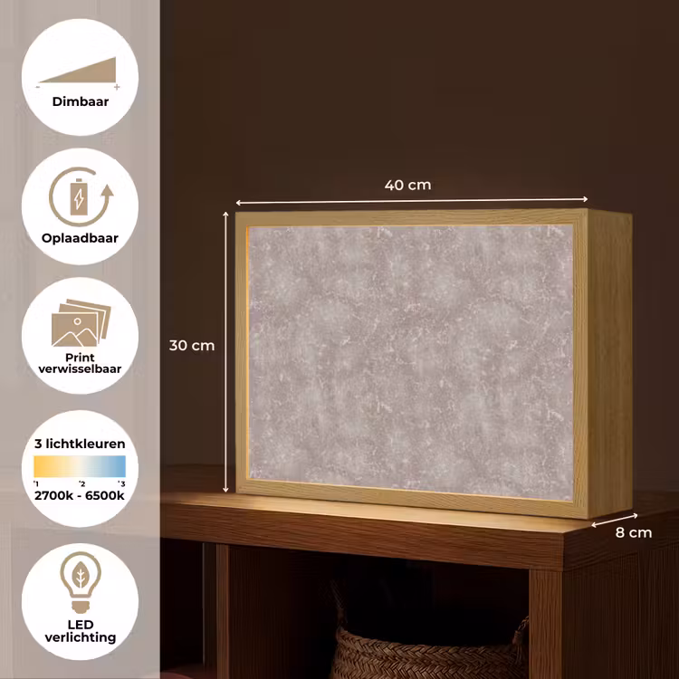 Marmer - Patroon - Mauve Light Box met batterij (Wandlamp) middel 907 -USP_websiteoverzichtNL