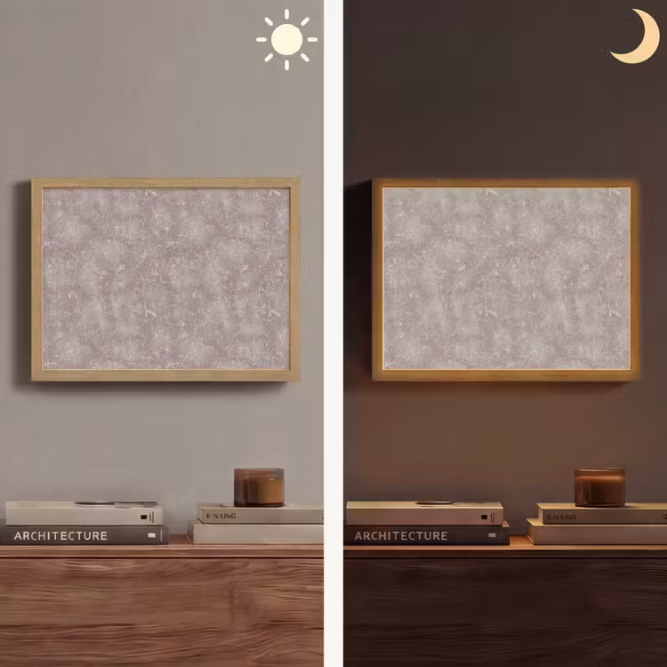 Marmer - Patroon - Mauve Light Box met batterij (Wandlamp) middel 907 -sfeer3