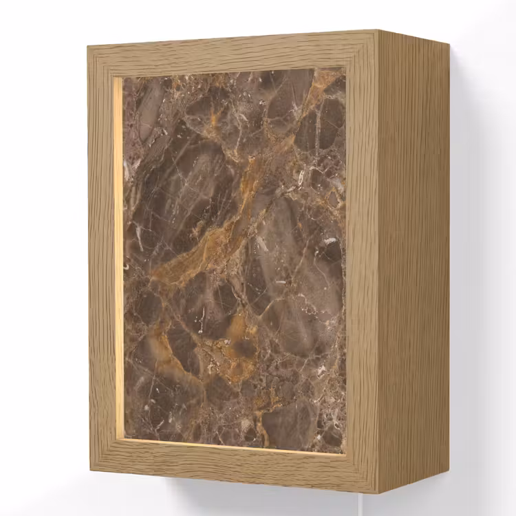 Marmer - Patroon - Natuur - Bruin - Goud Light Box met kabel (Wandlamp) klein -3d