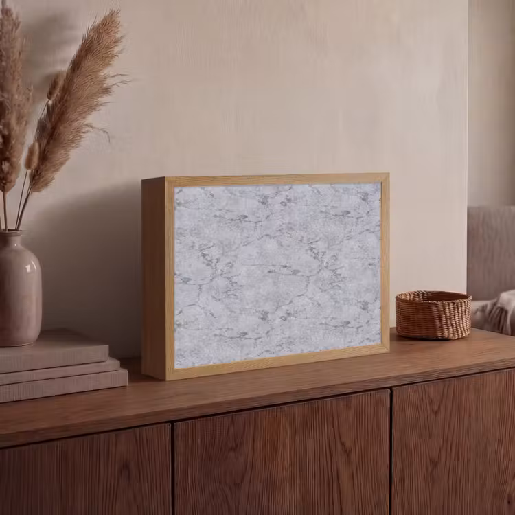 Marmerplaat - Patroon - Grijs Light Box met batterij (Wandlamp) middel 907 -sfeer2
