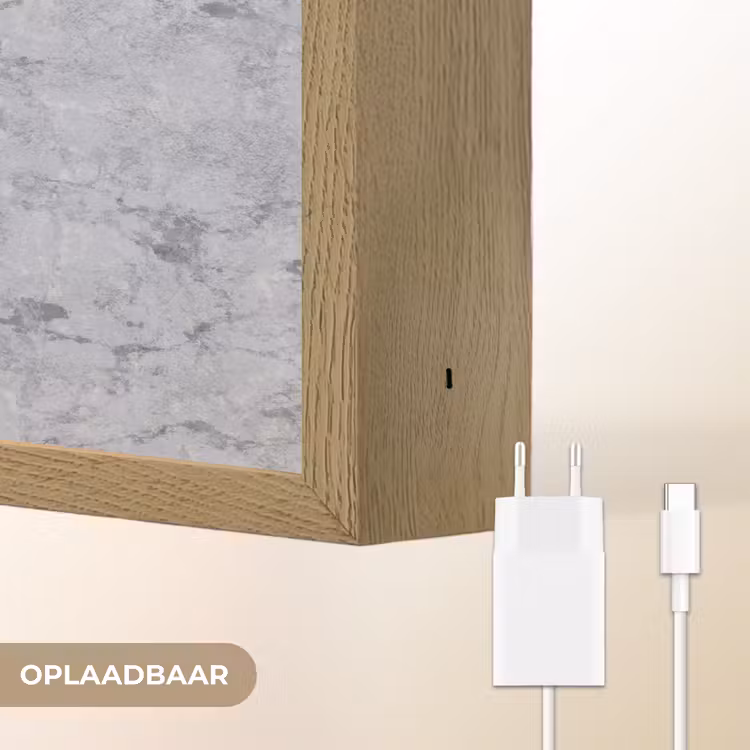 Marmerplaat - Patroon - Grijs Light Box met batterij (Wandlamp) middel 907 -USP_websiteoplaadbaarNL