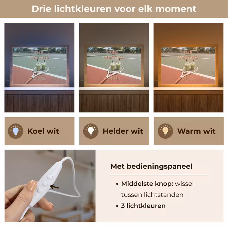 Matcha Club - Tennis - Matcha Light Box met kabel (Wandlamp) klein -USP_lichtkleurNL