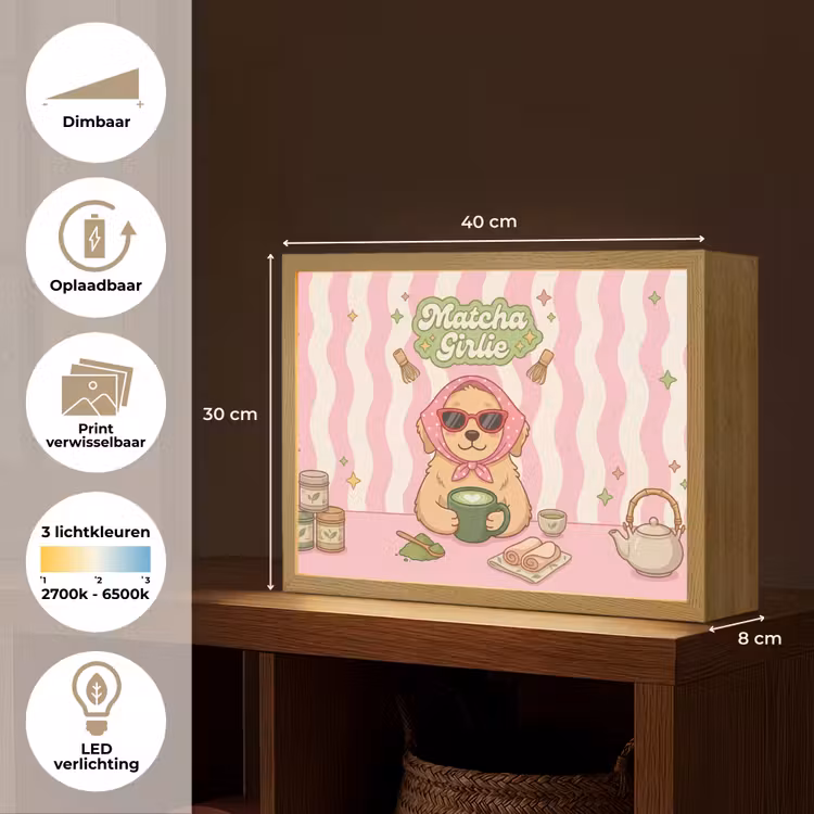 Matcha - Hond - Roze - Groen Light Box met batterij (Wandlamp) middel -USP_websiteoverzichtNL