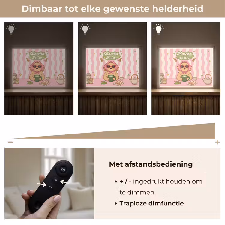 Matcha - Hond - Roze - Groen Light Box met batterij (Wandlamp) middel -USP_dimbaarNL