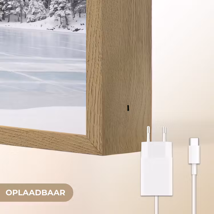Meer - Dennen - IJs - Winter - Rustgevend Light Box met batterij (Wandlamp) middel -USP_websiteoplaadbaarNL