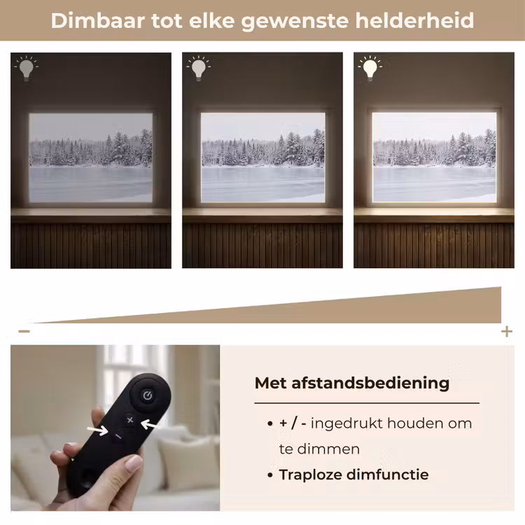 Meer - Dennen - IJs - Winter - Rustgevend Light Box met batterij (Wandlamp) middel -USP_dimbaarNL