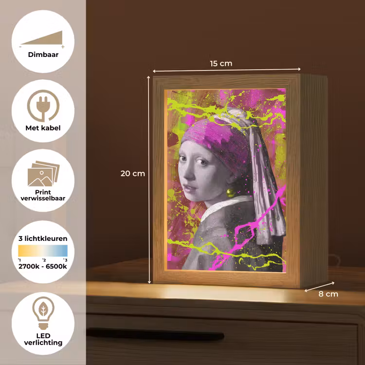 Meisje met de parel - Johannes Vermeer - Neon Light Box met kabel (Wandlamp) klein -USP_websiteoverzichtNL