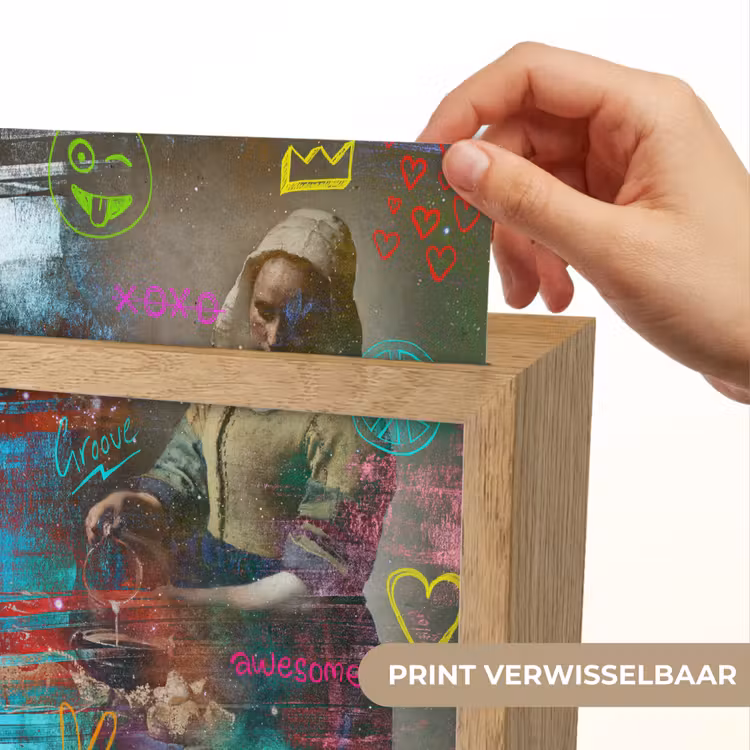 Melkmeisje - Johannes Vermeer - Graffiti Light Box met kabel (Wandlamp) klein -USP_websiteprintNL