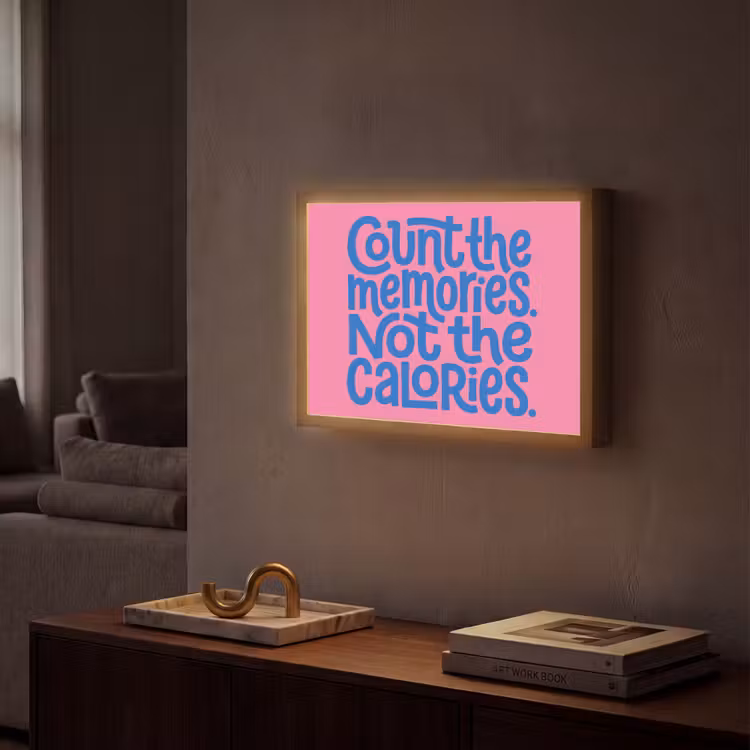 Memories - Roze - Blauw - Quote Light Box met batterij (Wandlamp) middel -sfeer1