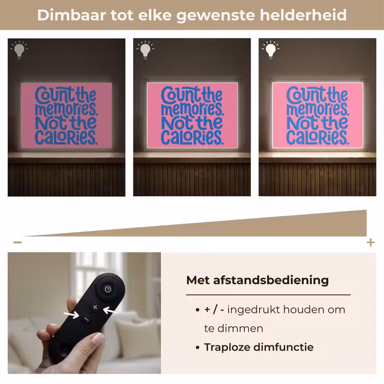 Memories - Roze - Blauw - Quote Light Box met batterij (Wandlamp) middel -USP_dimbaarNL