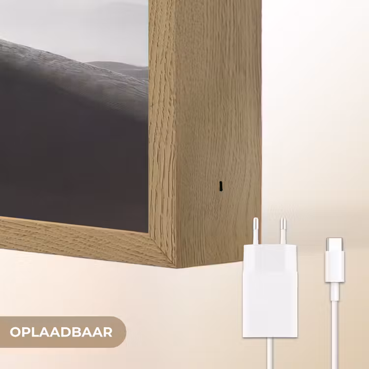 Mens - Kameel - Zandduin - Natuur - Monochroom Light Box met batterij (Wandlamp) middel -USP_websiteoplaadbaarNL