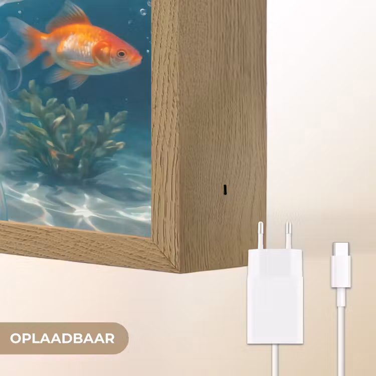 Mens - Onderwater - Vis - Modern - Blauw Light Box met batterij (Wandlamp) middel -USP_websiteoplaadbaarNL