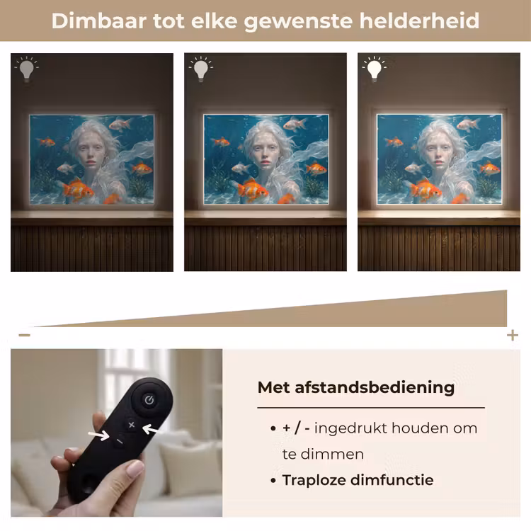 Mens - Onderwater - Vis - Modern - Blauw Light Box met batterij (Wandlamp) middel -USP_dimbaarNL