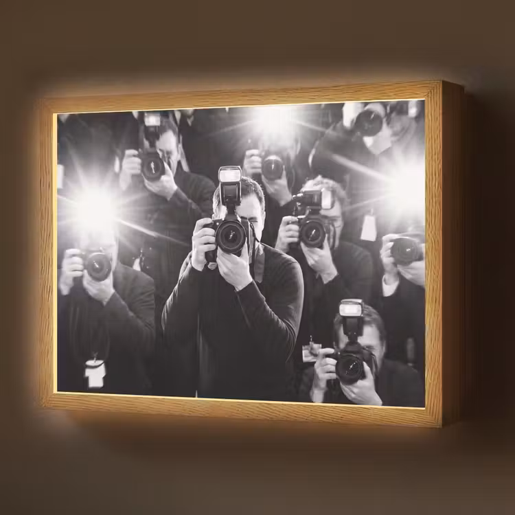 Mensen - Camera - Flitslicht - Zwart-wit - Media Light Box met batterij (Wandlamp) middel -z3d_website