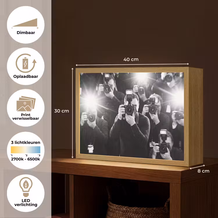 Mensen - Camera - Flitslicht - Zwart-wit - Media Light Box met batterij (Wandlamp) middel -USP_websiteoverzichtNL