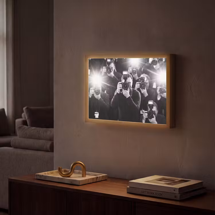 Mensen - Camera - Flitslicht - Zwart-wit - Media Light Box met batterij (Wandlamp) middel -sfeer1