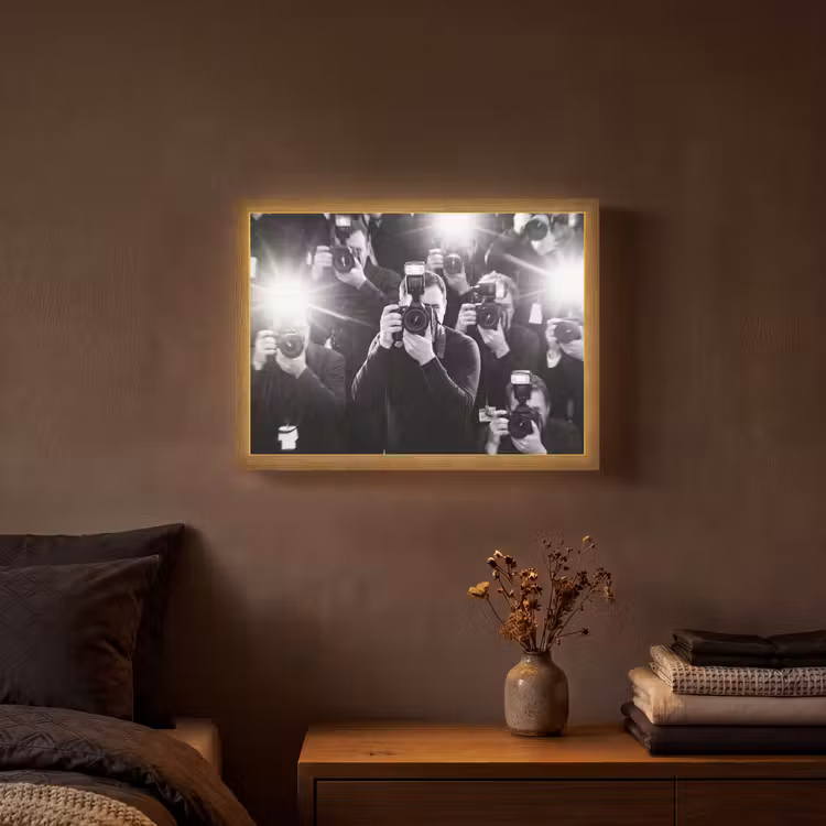 Mensen - Camera - Flitslicht - Zwart-wit - Media Light Box met batterij (Wandlamp) middel -sfeer4