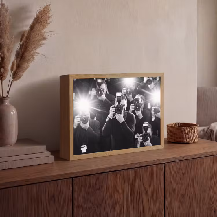 Mensen - Camera - Flitslicht - Zwart-wit - Media Light Box met batterij (Wandlamp) middel -sfeer2