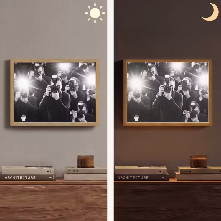 Mensen - Camera - Flitslicht - Zwart-wit - Media Light Box met batterij (Wandlamp) middel -sfeer3