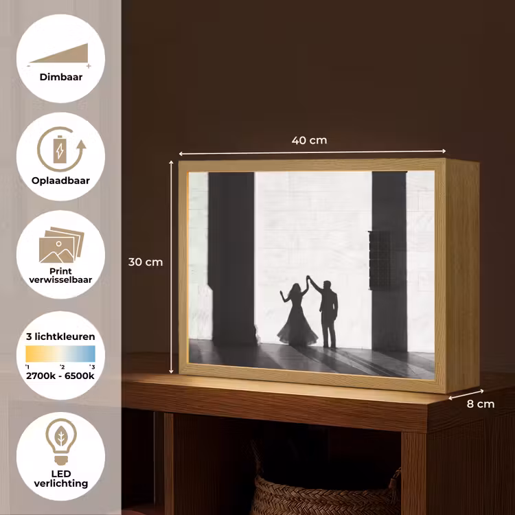 Mensen - Schaduw - Dans - Zwart-wit - Liefde Light Box met batterij (Wandlamp) middel -USP_websiteoverzichtNL