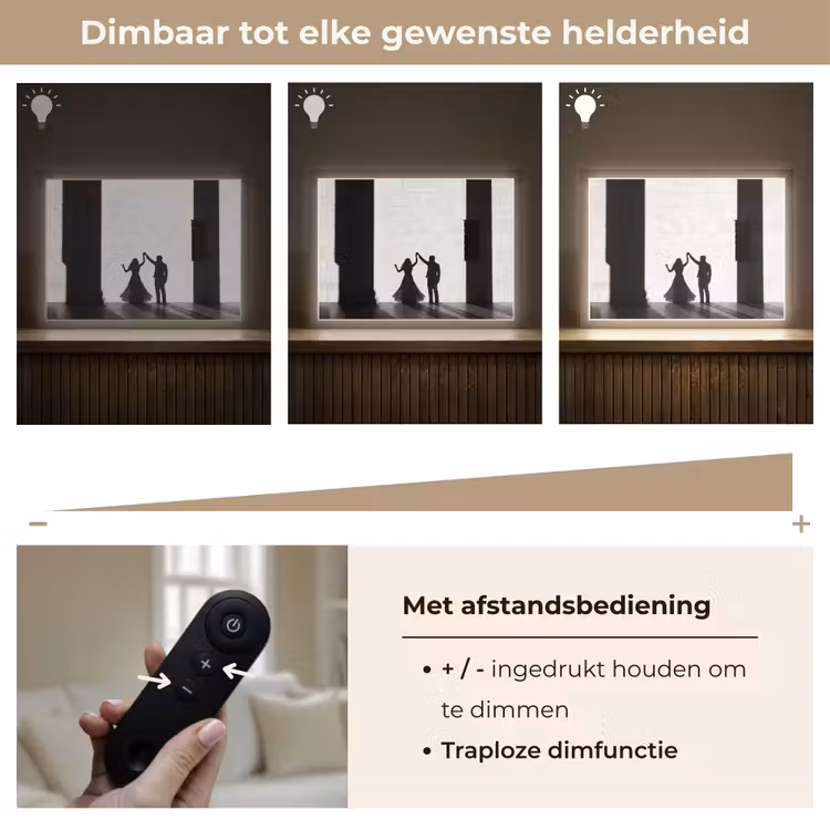 Mensen - Schaduw - Dans - Zwart-wit - Liefde Light Box met batterij (Wandlamp) middel -USP_dimbaarNL