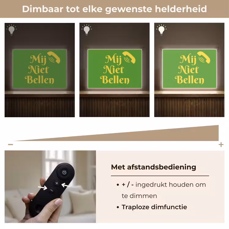 Mij niet bellen - Telefoon - Groen Light Box met batterij (Wandlamp) middel -USP_dimbaarNL