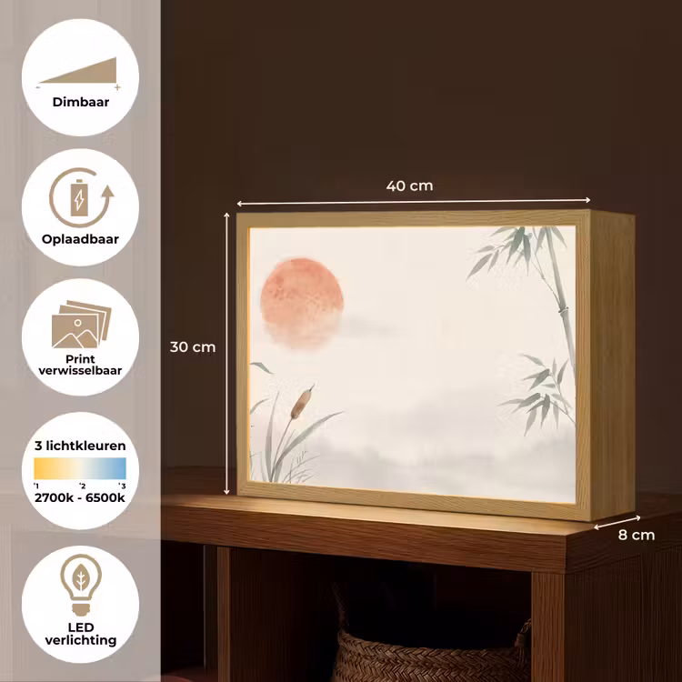 Minimalistisch - Bamboe - Groen Light Box met batterij (Wandlamp) middel -USP_websiteoverzichtNL