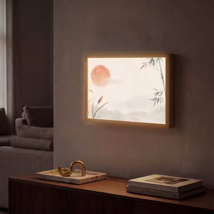 Minimalistisch - Bamboe - Groen Light Box met batterij (Wandlamp) middel -sfeer1