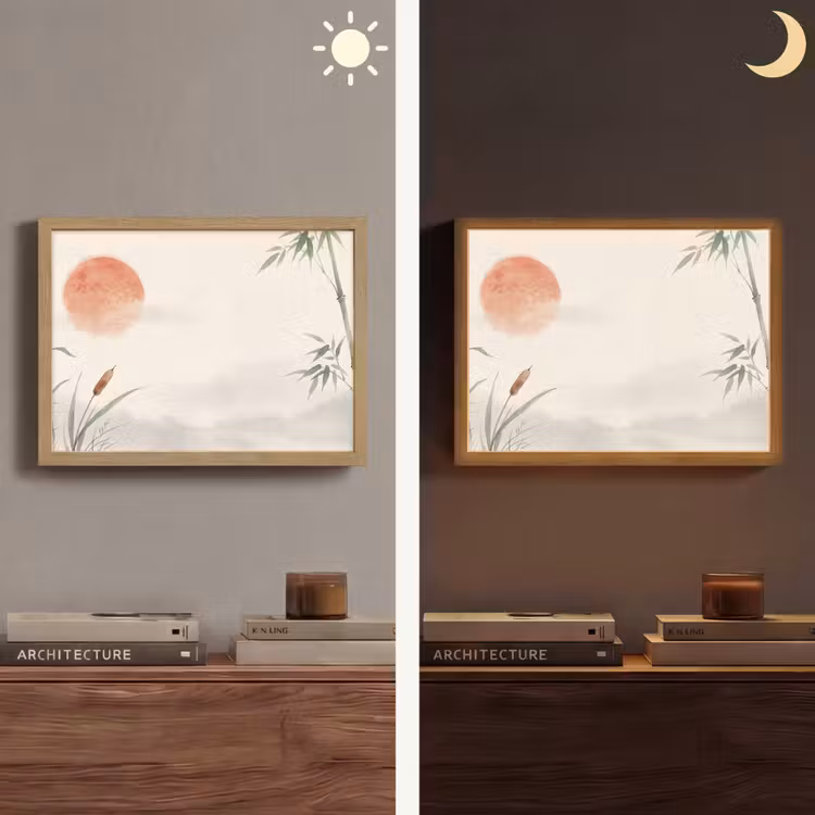 Minimalistisch - Bamboe - Groen Light Box met batterij (Wandlamp) middel -sfeer3