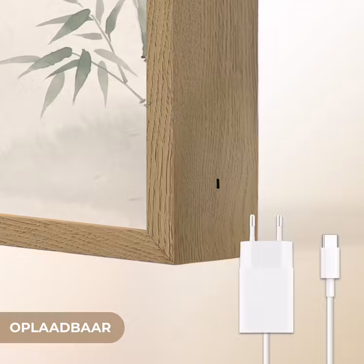 Minimalistisch - Bamboe - Groen Light Box met batterij (Wandlamp) middel -USP_websiteoplaadbaarNL