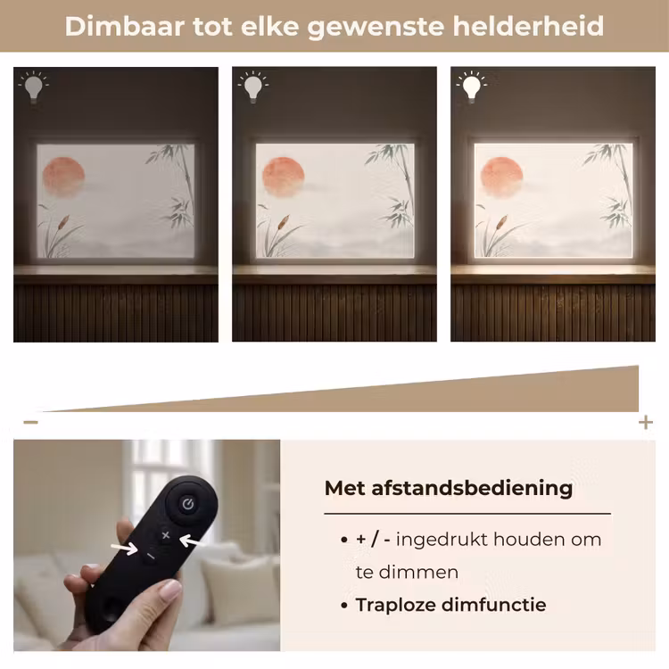 Minimalistisch - Bamboe - Groen Light Box met batterij (Wandlamp) middel -USP_dimbaarNL