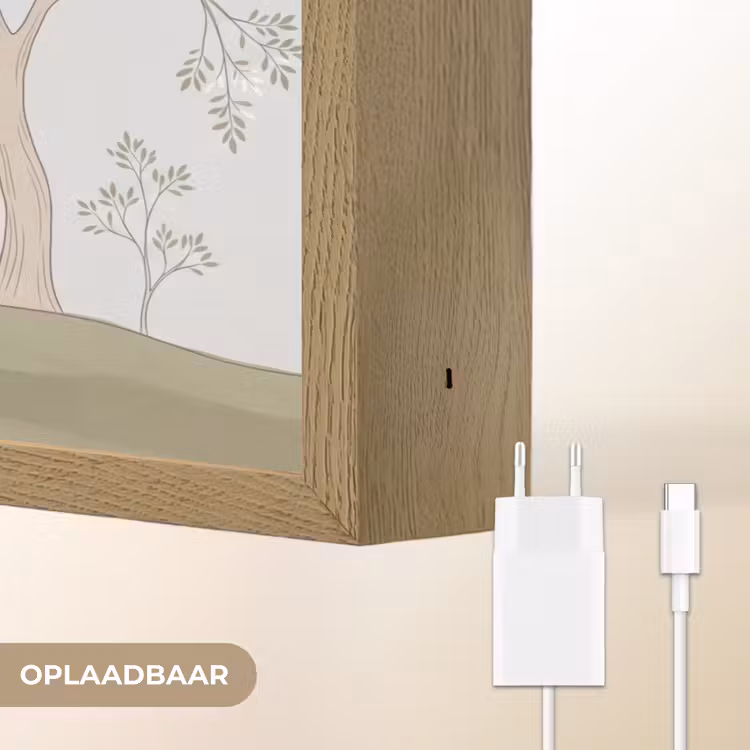 Minimalistisch - Kraanvogels - Blauw Light Box met batterij (Wandlamp) middel -USP_websiteoplaadbaarNL