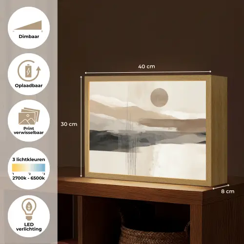 Minimalistisch - Landschap - Dimensie Light Box met batterij (Wandlamp) middel -USP_websiteoverzichtNL