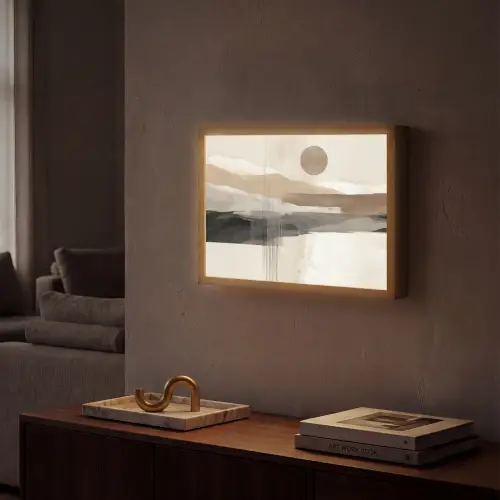 Minimalistisch - Landschap - Dimensie Light Box met batterij (Wandlamp) middel -sfeer1