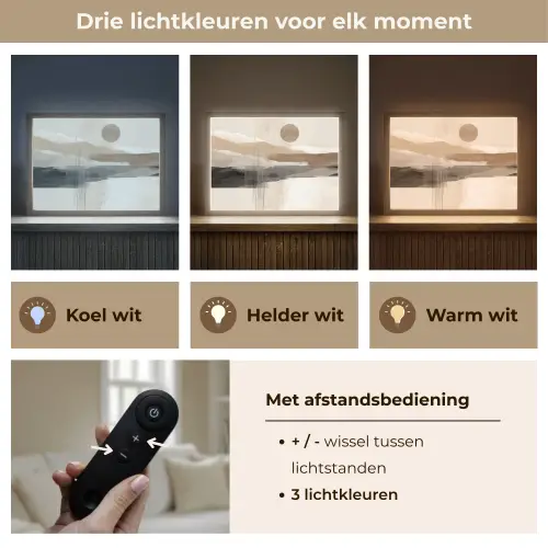 Minimalistisch - Landschap - Dimensie Light Box met batterij (Wandlamp) middel -USP_lichtkleurNL