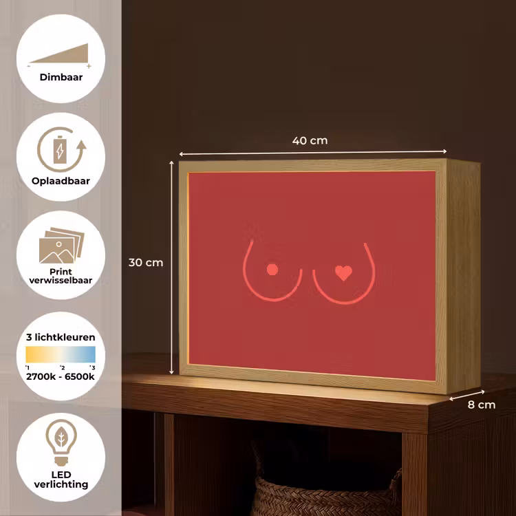 Minimalistisch - Lijnillustratie - Rood Light Box met batterij (Wandlamp) middel -USP_websiteoverzichtNL