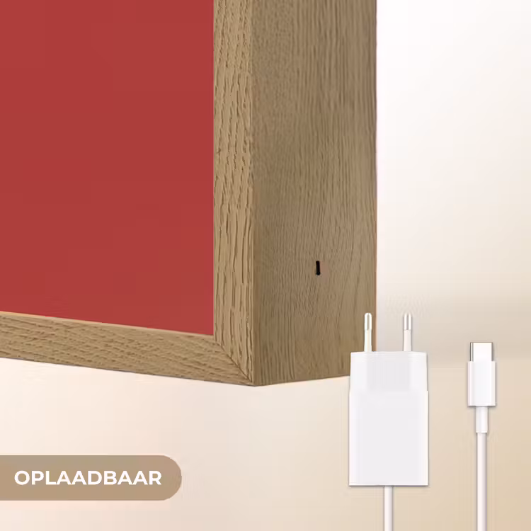 Minimalistisch - Lijnillustratie - Rood Light Box met batterij (Wandlamp) middel -USP_websiteoplaadbaarNL