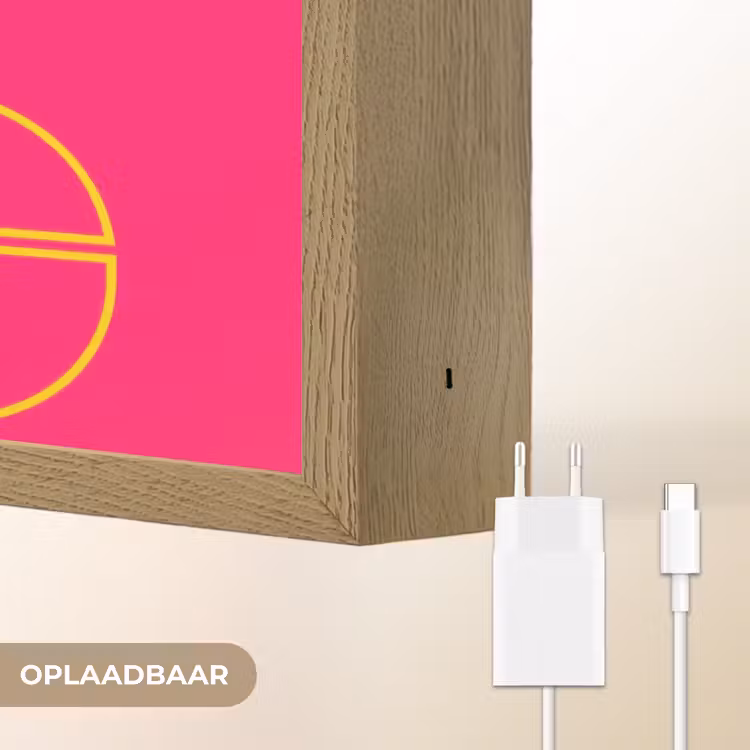 Minimalistisch - Roze - Dream big - Grafisch Light Box met batterij (Wandlamp) middel -USP_websiteoplaadbaarNL