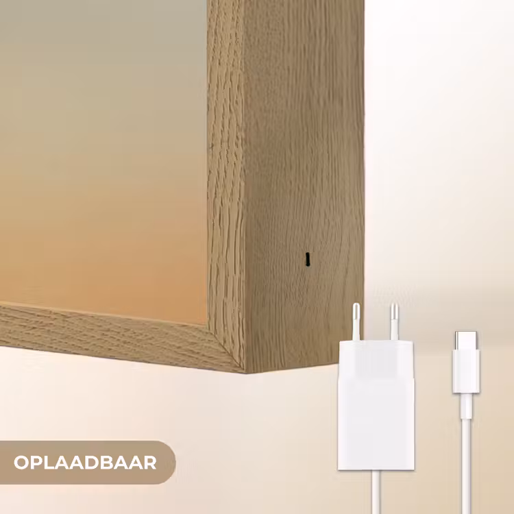 Minimalistisch - Silhouet - Oranje Light Box met batterij (Wandlamp) middel -USP_websiteoplaadbaarNL