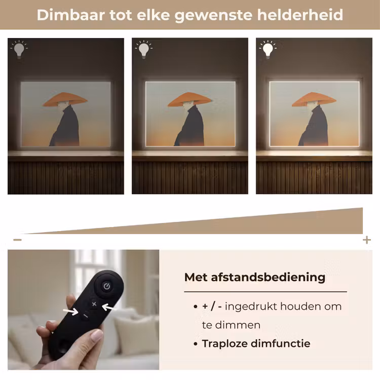 Minimalistisch - Silhouet - Oranje Light Box met batterij (Wandlamp) middel -USP_dimbaarNL