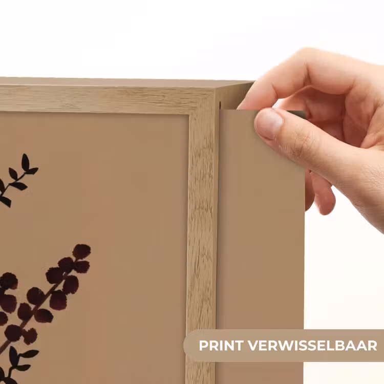 Minimalistisch - Vaas - Bloemen - Bruin Light Box met batterij (Wandlamp) middel -USP_websiteprintNL